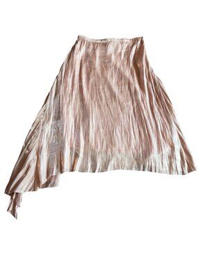 Bimba Y Lola Pink Asymmetrical Knee Length Skirt Pleated Flowy Size Small Womens